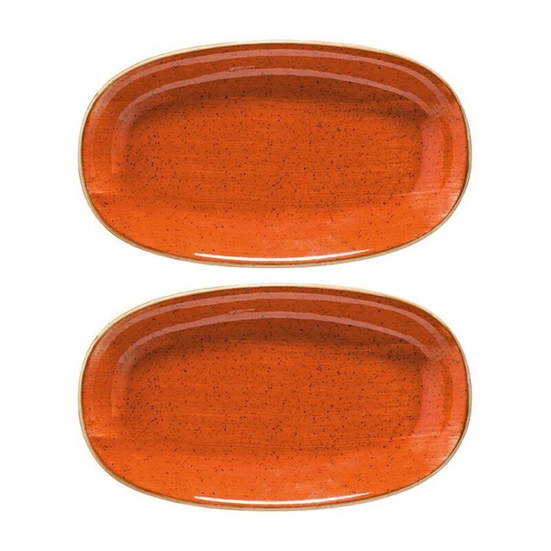 Terracota 7.5" x 4.25" x h:1" Oval Terracotta Vitrified Platter (Set of 2) image number 0