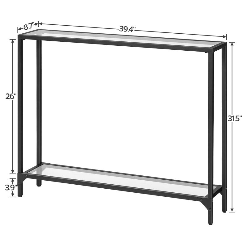 Modern Console Table with Metal Frame for Entryway and Sofa Placement- Black image number 2