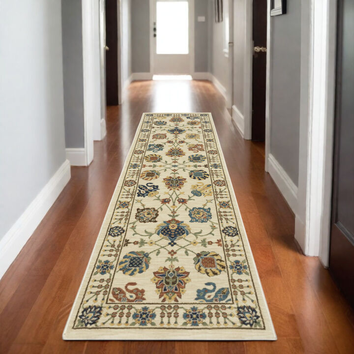 HomeRoots Oriental Area Rug With Fringe