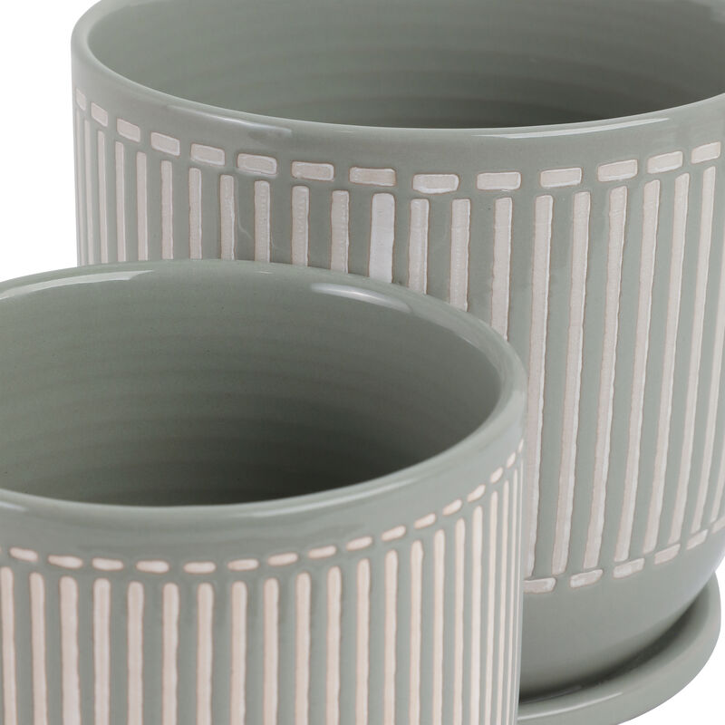 Planter with Saucer, Grey