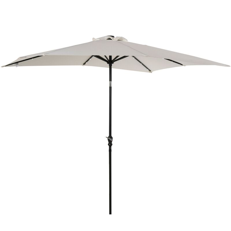 White Outdoor Canopy: 9x7 ft Patio Umbrella with Solar LEDs
