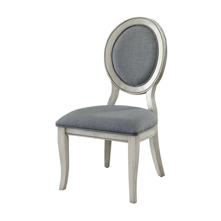 Streamdale Transitional Antique White & Gray Side Chairs, Set of 2