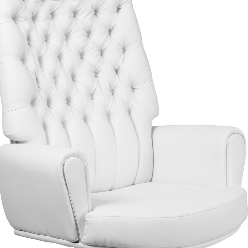 Rochelle High Back Traditional Tufted White LeatherSoft Executive Swivel Office Chair with Arms image number 6