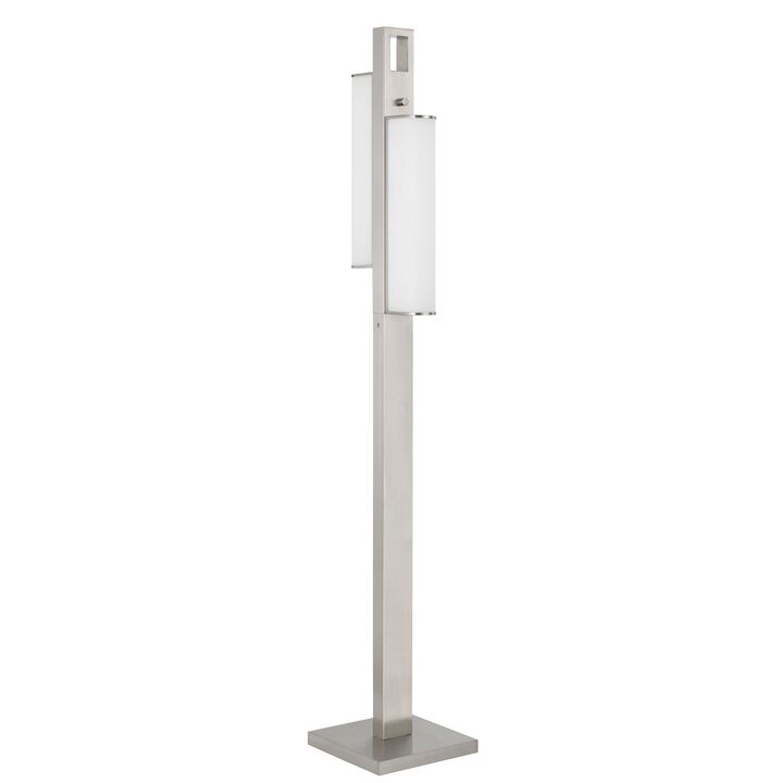 Mora Floor Lamp w Dimmer Switch, 2 Ports, Dual LED, Chrome 61 Inch - Benzara