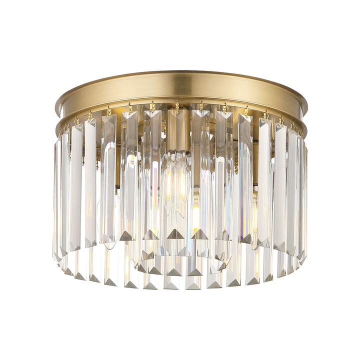 12 in. Modern Glam 3-Light Dimmable Crystal Flush Mount Ceiling Light