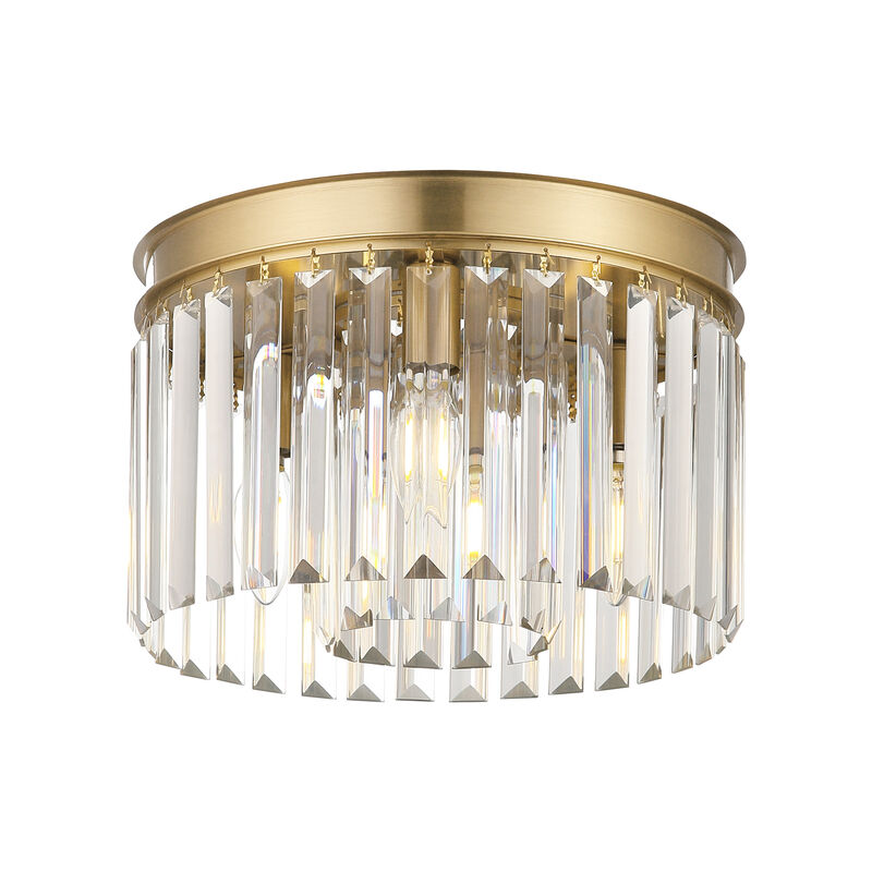 12 in. Modern Glam 3-Light Dimmable Crystal Flush Mount Ceiling Light image number 0