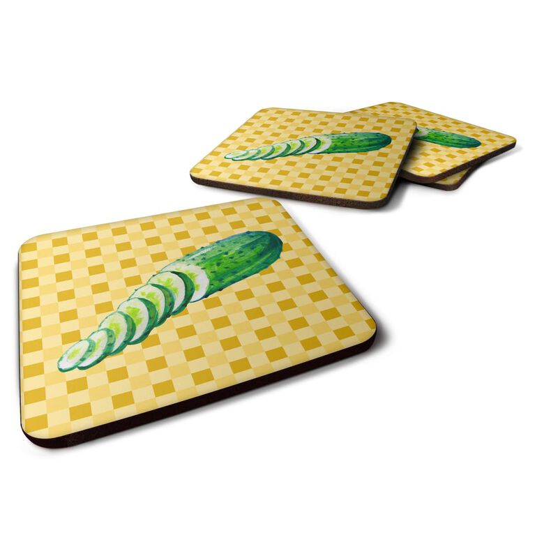 Caroline's Treasures Cucumber on Basketweave Decorative coasters, 3.5, Multicolor