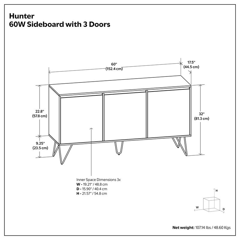 Simpli Home Hunter 3 Door Sideboard Buffet image number 7