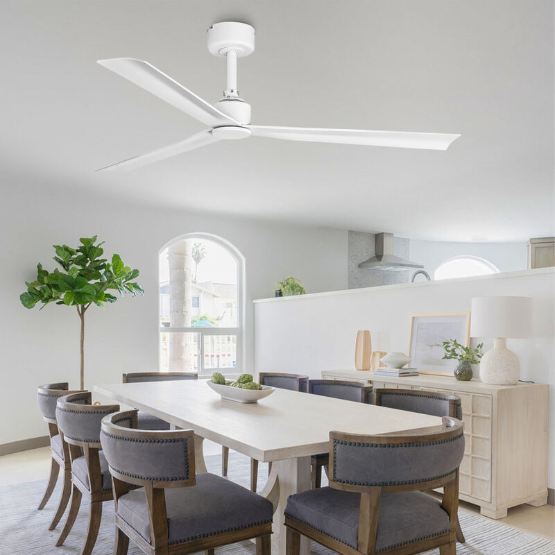 50" Modern White Propeller Remote Control Ceiling Fan without Lights