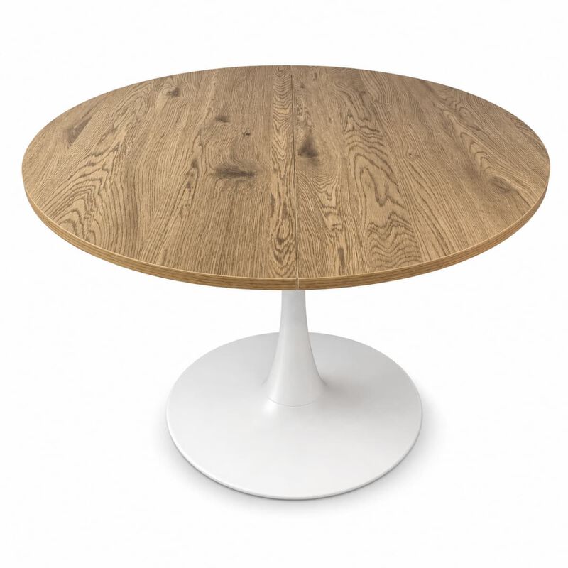 Extendable dining table for 4 to 6 MDF oval dining table with metal pedestal Space saving dining table for small spaces image number 0