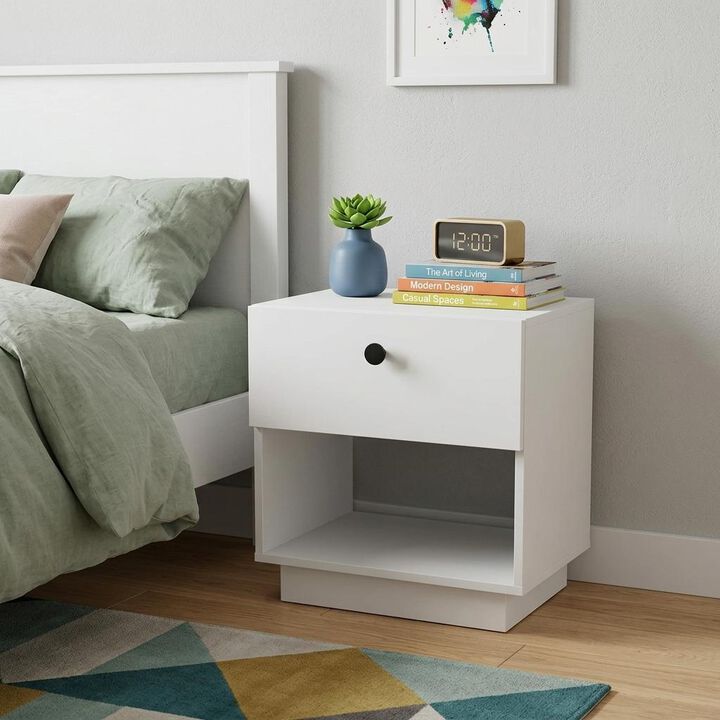 HomeRoots 20" White Wood One Drawer Nightstand