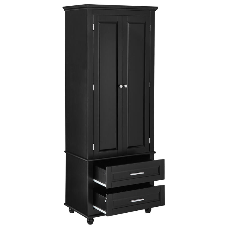 Whisen Verticle Tall Storage Cabinet with Two Drawers
