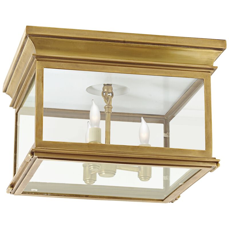 Club Large Square Flush Mount in Antique-Burnished Brass