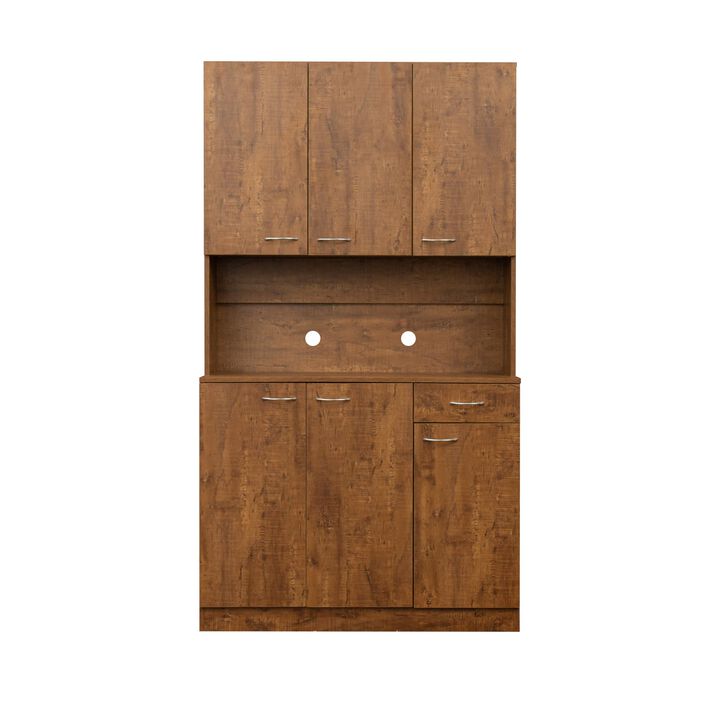 Clihome 70.87" Tall Wardrobe& Kitchen Cabinet, with 6-Doors, 1-Open Shelves and 1-Drawer For Bedroom