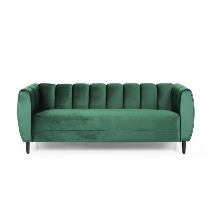 Christopher Knight Home Kodiak Modern Wood and Velvet 3 Seater Sofa