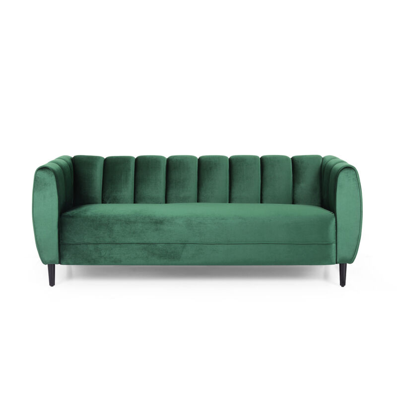 Christopher Knight Home Kodiak Modern Wood and Velvet 3 Seater Sofa