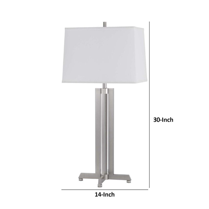 Liam Table Lamp, White Drum Shade, 30 Inch Brushed Steel Footed Base image number 7