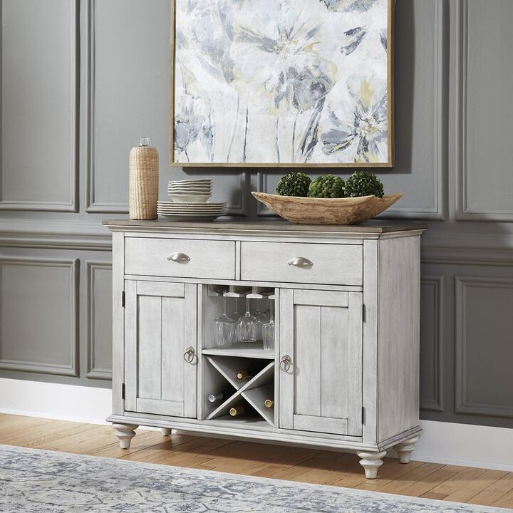 Liberty Furniture Ocean Isle Buffet in Antique White w/ Weathered Pine