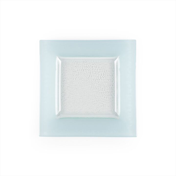 Turgla Fusion Glass 6" x 6" Square Blue Glass Plate (Set of 4)