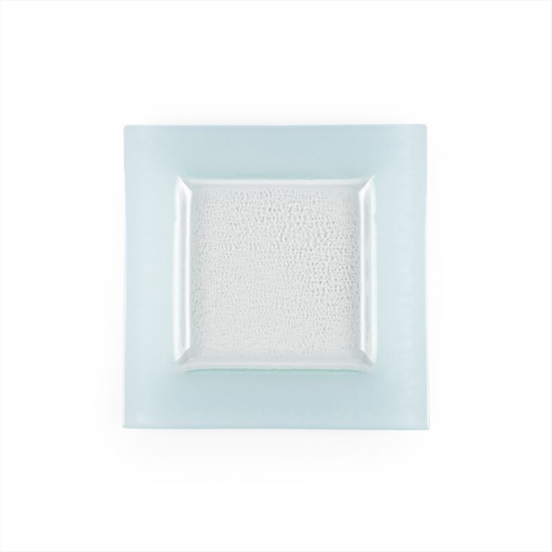 Turgla Fusion Glass 6" x 6" Square Blue Glass Plate (Set of 4) image number 1