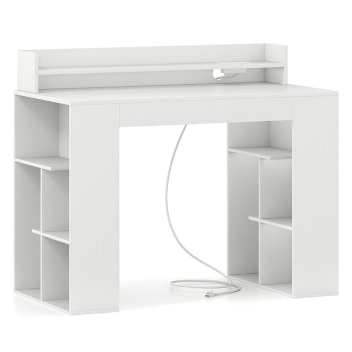 Hivvago 43 Inch Computer Desk with Power Outlets and 2 Bookcases
