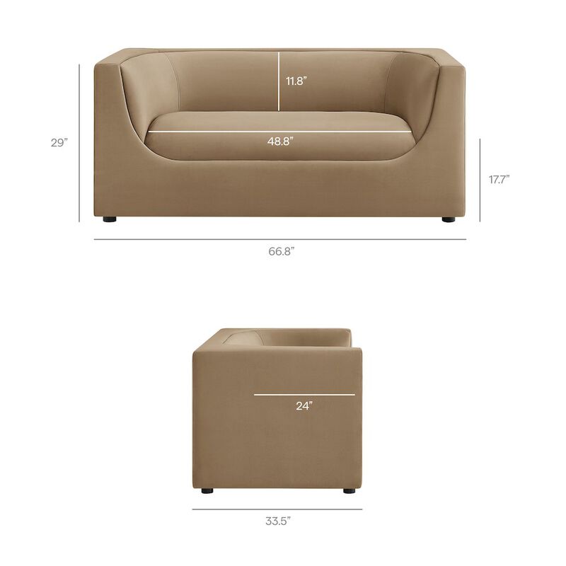 Hilda 67" Curved Back Performance Velvet Loveseat image number 2