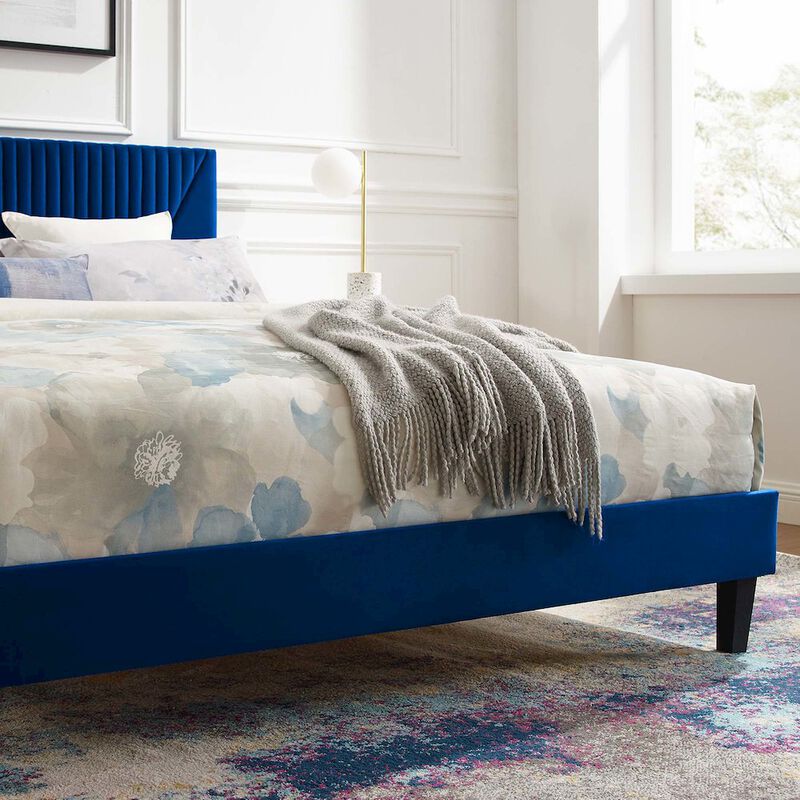 Yasmine Channel Tufted Performance Velvet Full Platform Bed image number 7