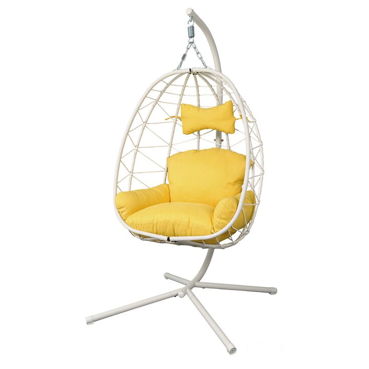 Hivvago Wicker Hanging Egg Chair with Stand