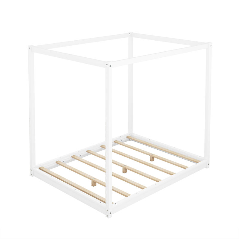 Queen Size Canopy Platform Bed with Support Legs image number 1