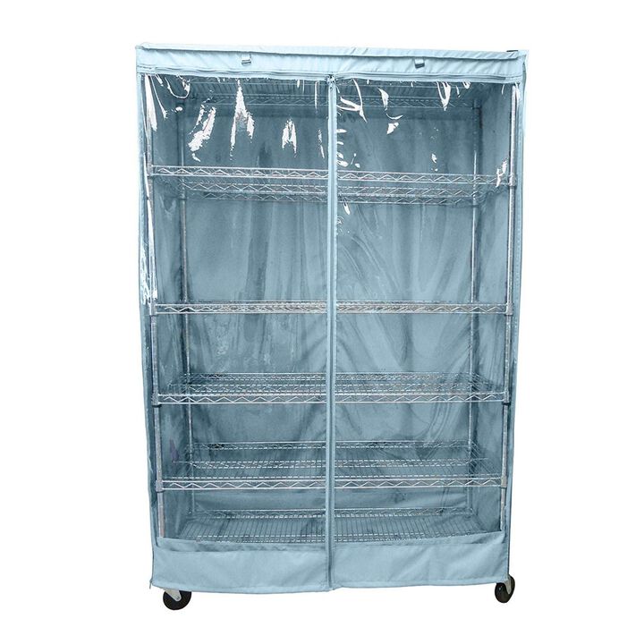 Storage Shelving Unit Cover, fits racks 36"W x 18"D x 72"H one side see through panel in Glacier Blue