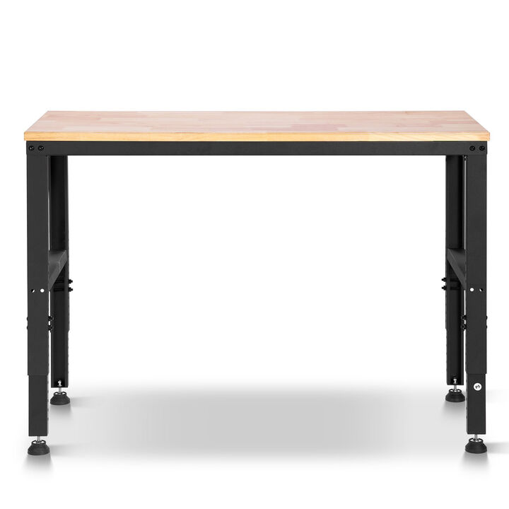 Height Adjustable Workbench with Electrical Outlets, Heavy Duty Workshop Table for Garage & Office
