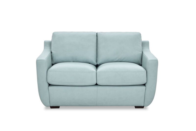 Ajax Aqua Leather Loveseat image number 0