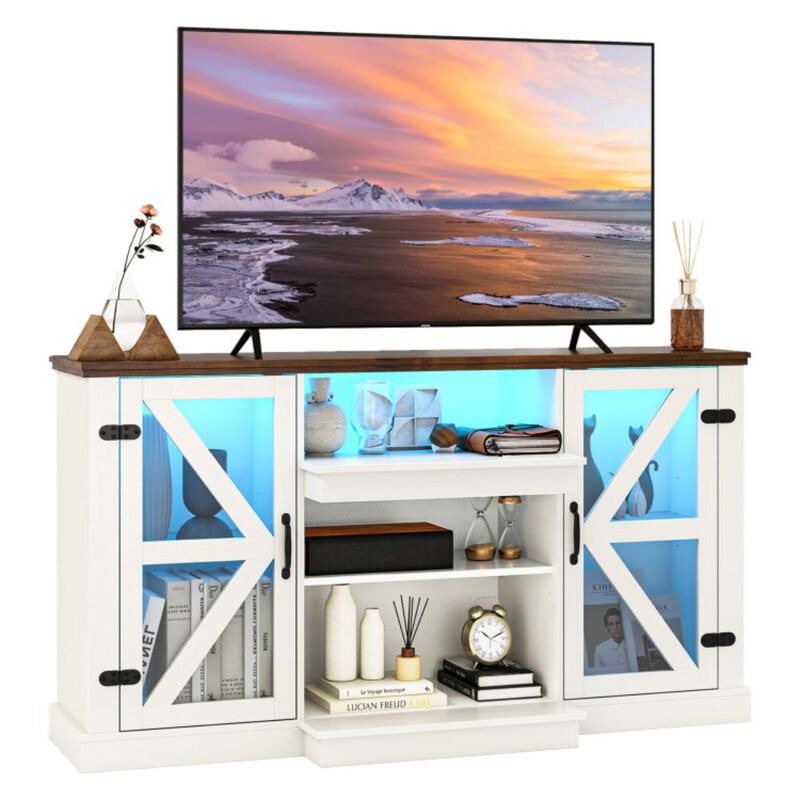 Hivvago Media Console Table with 3-Level Shelves and 22 Dynamic Modes