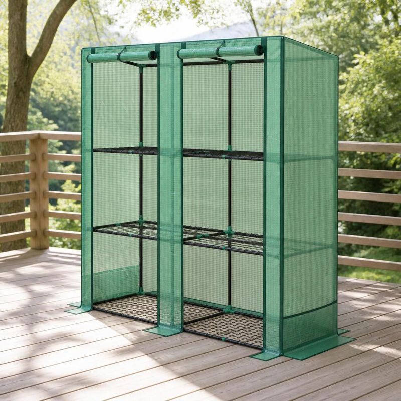 WOW PIONEER Portable Three-Tier Lean-To Greenhouse with Storage Shelves for Outdoor Indoor Gardening and Plant Protection image number 2