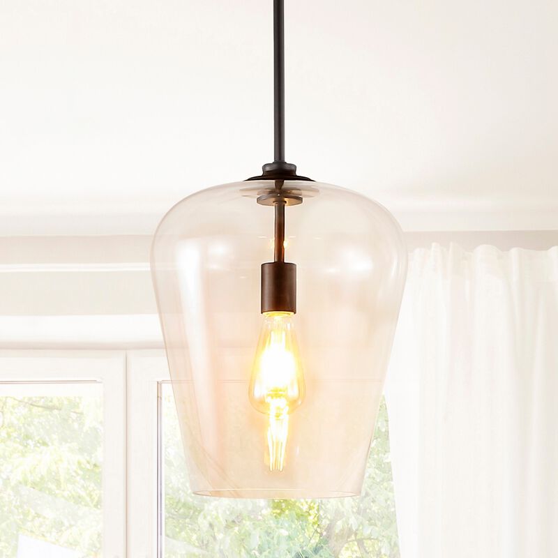 Hayes 1-Light Industrial Farmhouse Iron/Glass LED Pendant
