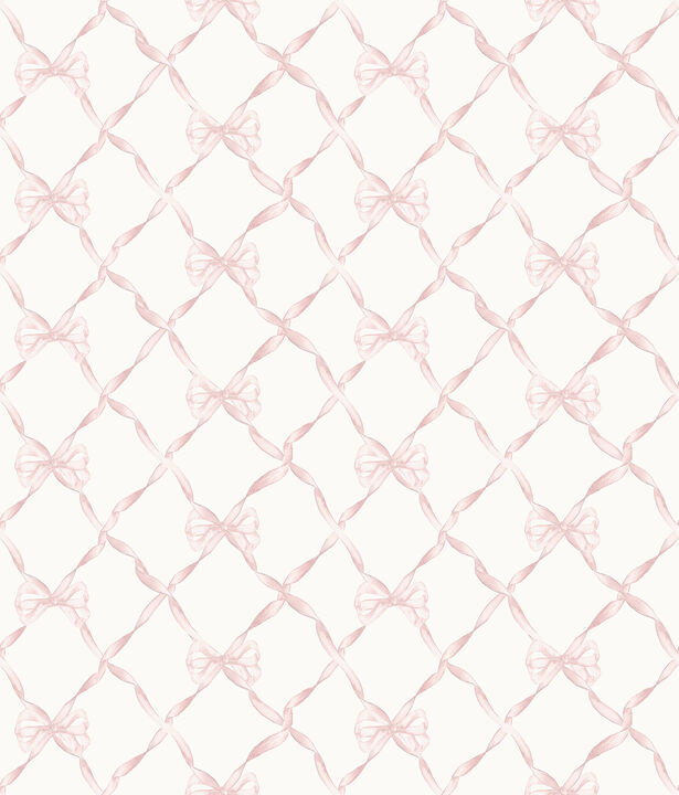 Baby Bow Faded Primrose Ribbon Trellis Wallpaper (Set of 2)