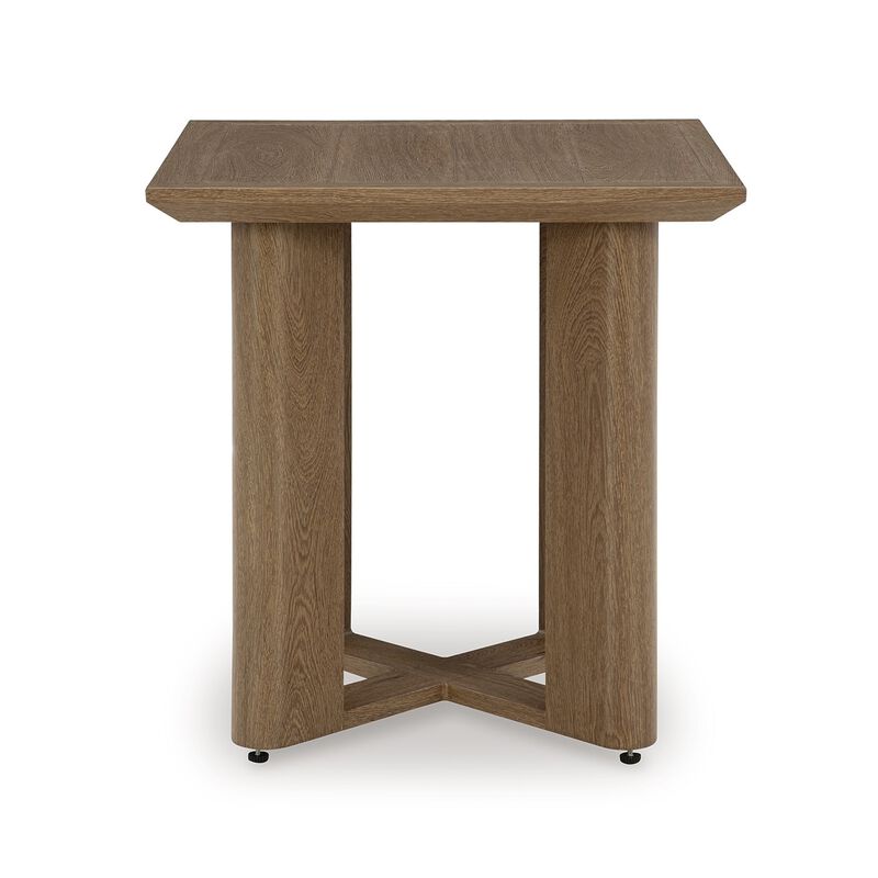 Baily Outdoor Square End Table, 23 Inch Rich Woodlike Brown Metal - Benzara