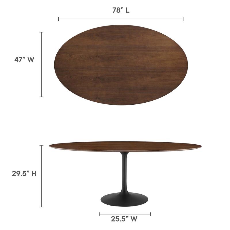 Modway - Lippa 78" Oval Walnut Wood Grain Dining Table Black Walnut