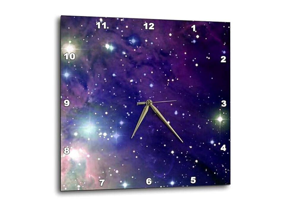 Cool Outer Space Stars Planets Dark Wall Clock 15 Inch Blue Home Decor