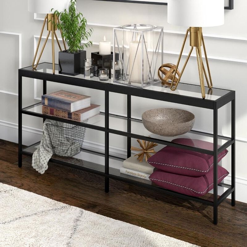 Hudson&Canal Alexis 64'' Wide Rectangular Console Table in Blackened Bronze