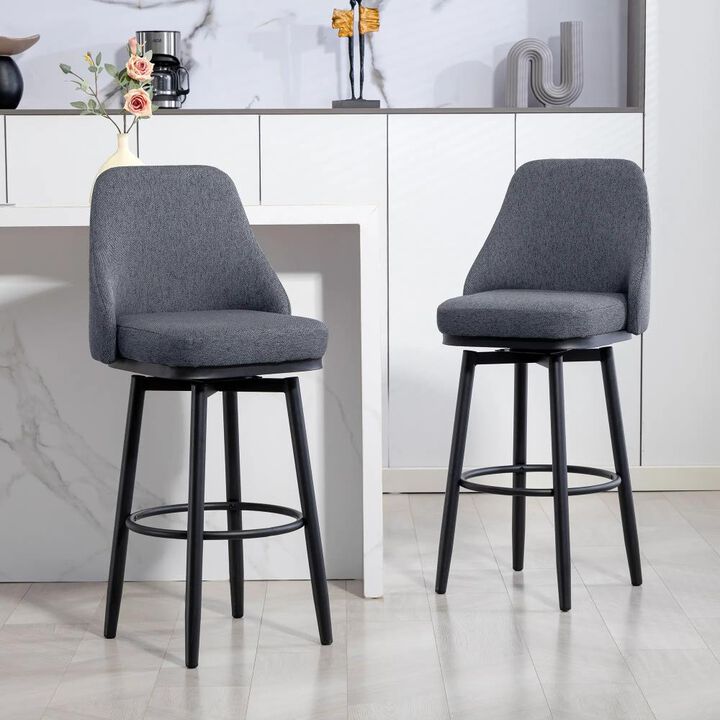 Hivvago Modern Bar Stools Set of 2 with Steel Legs