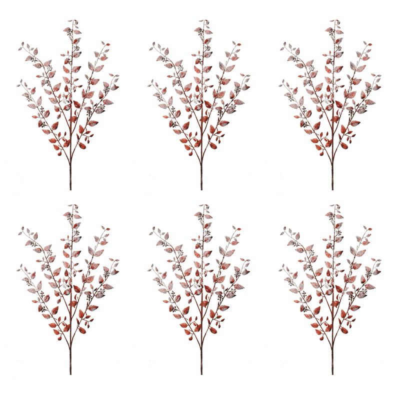 Set of 6 Icy Leaf Sprays for Holiday Arrangements, Wreaths, or Seasonal Display