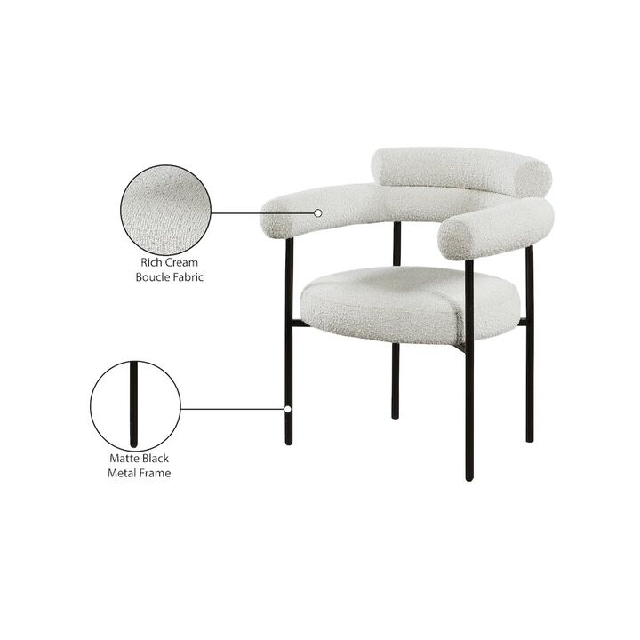 Meridian Furniture Blake Cream Boucle Fabric Dining Chair, Set of 2