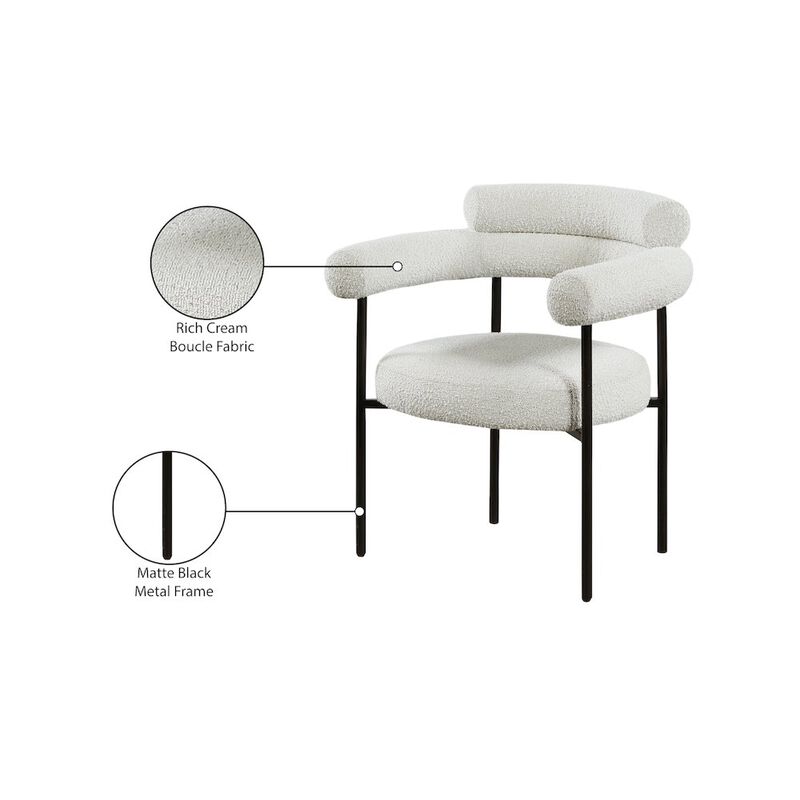 Meridian Furniture Blake Cream Boucle Fabric Dining Chair, Set of 2