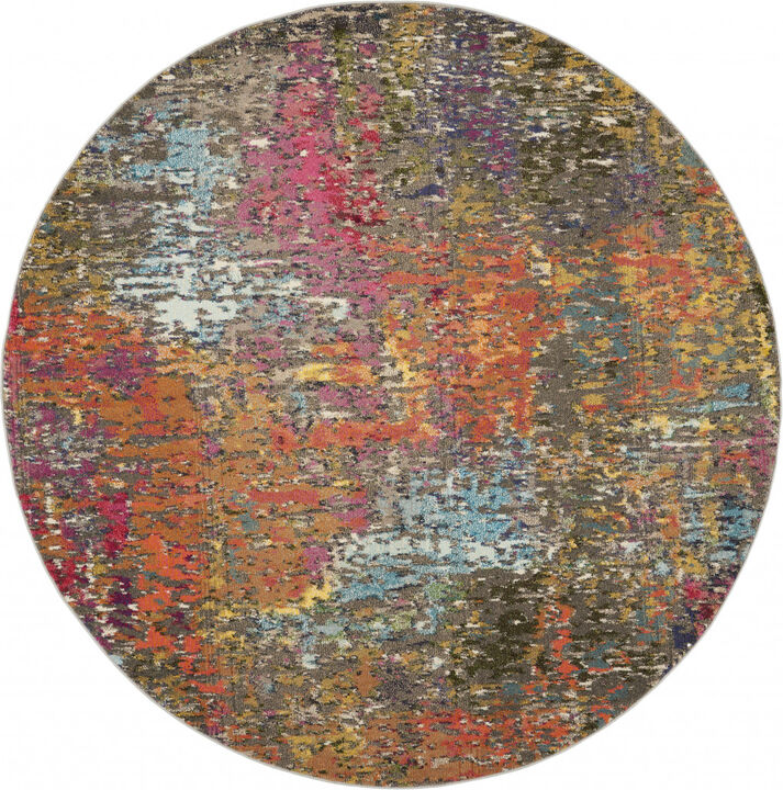 4 X 4 Sunset Abstract Power Loom Non Skid Area Rug