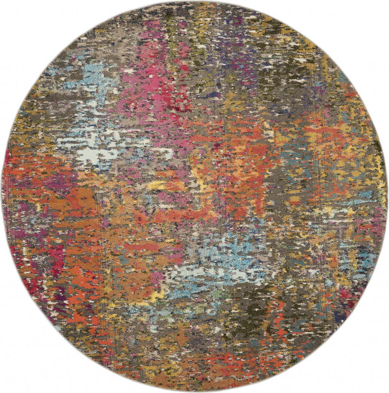 4 X 4 Sunset Abstract Power Loom Non Skid Area Rug image number 0