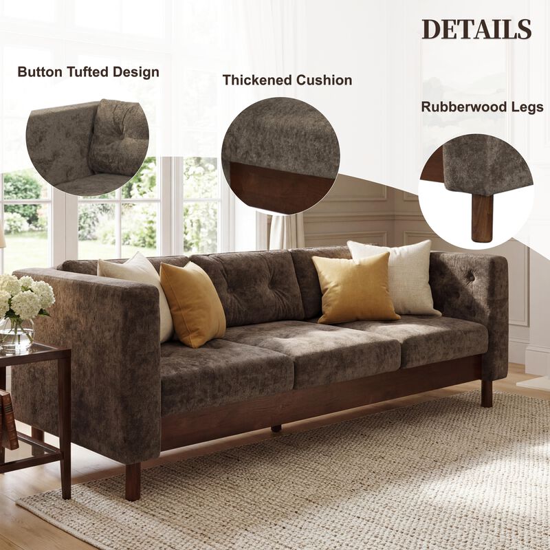 Jubpaf 78" Modern 3 Seater Sofa Chenille image number 4