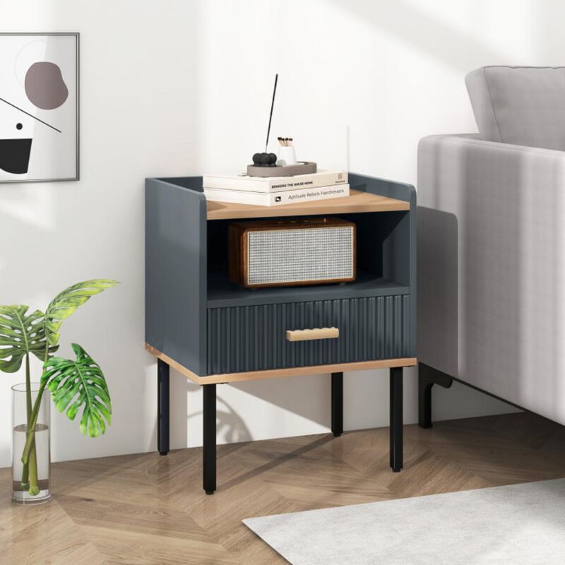Hivvago Nightstand Bedside End Table with Drawer and Shelf for Living Room Bedroom-Set of 2