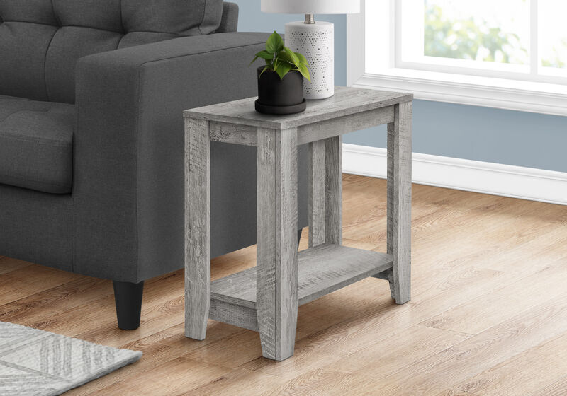 Hivvago 22 Inch Gray Wood End Table With Shelf