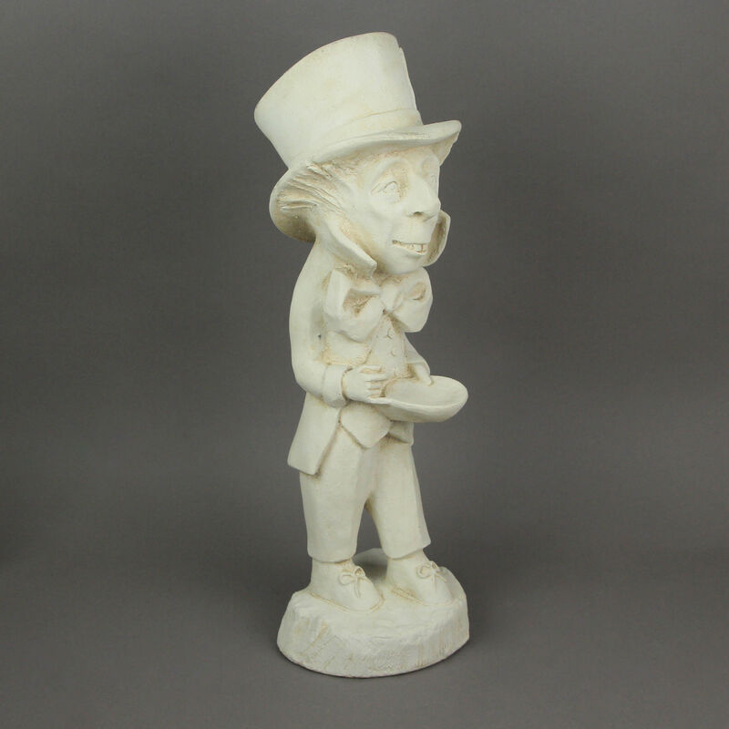 Mad Hatter Alice in Wonderland Antiqued White Finish Solid Cement Statue 19 Inch image number 4